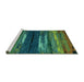 Sideview of Machine Washable Oriental Turquoise Modern Area Rugs, wshabs4247turq