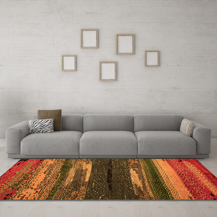 Machine Washable Oriental Orange Modern Area Rugs in a Living Room, wshabs4247org