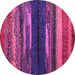 Round Machine Washable Oriental Pink Modern Rug, wshabs4247pnk