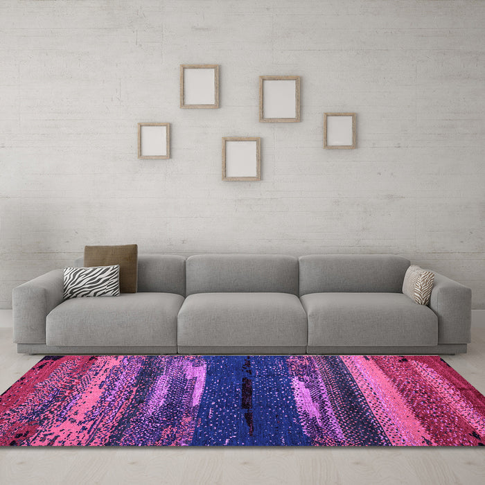 Machine Washable Oriental Purple Modern Area Rugs in a Living Room, wshabs4247pur