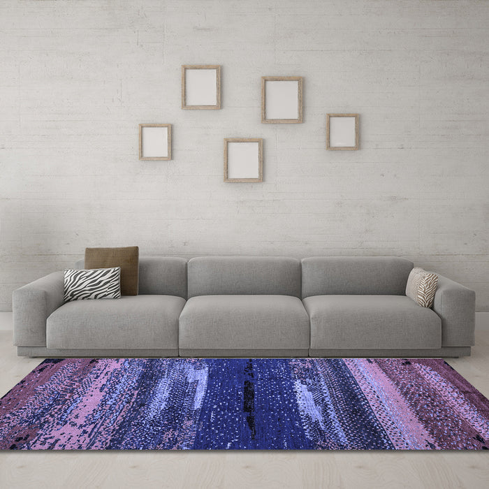 Machine Washable Oriental Blue Modern Rug in a Living Room, wshabs4247blu