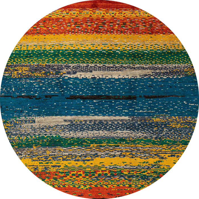 Round Abstract Red Oriental Rug, abs4247