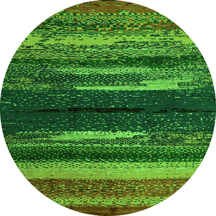 Round Oriental Green Modern Rug, abs4247grn