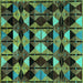 Square Machine Washable Oriental Turquoise Modern Area Rugs, wshabs4248turq