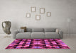 Machine Washable Oriental Pink Modern Rug in a Living Room, wshabs4248pnk