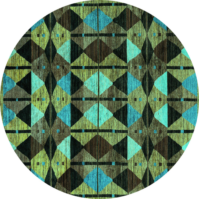 Round Oriental Turquoise Modern Rug, abs4248turq