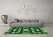 Machine Washable Oriental Emerald Green Modern Area Rugs in a Living Room,, wshabs4248emgrn