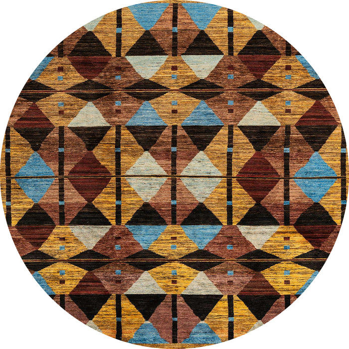 Round Abstract Red Oriental Rug, abs4248