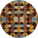 Round Abstract Red Oriental Rug, abs4248