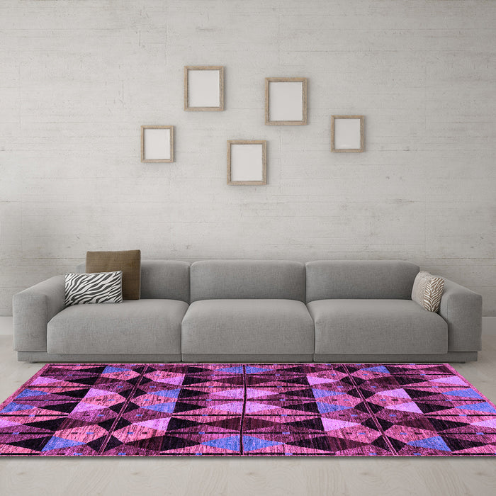 Machine Washable Oriental Purple Modern Area Rugs in a Living Room, wshabs4248pur