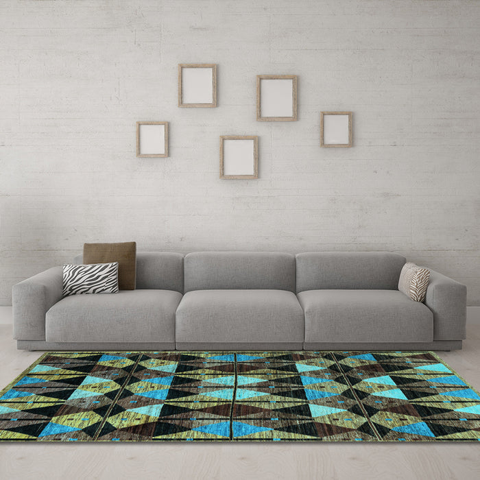 Machine Washable Oriental Light Blue Modern Rug in a Living Room, wshabs4248lblu