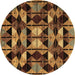 Round Machine Washable Oriental Brown Modern Rug, wshabs4248brn