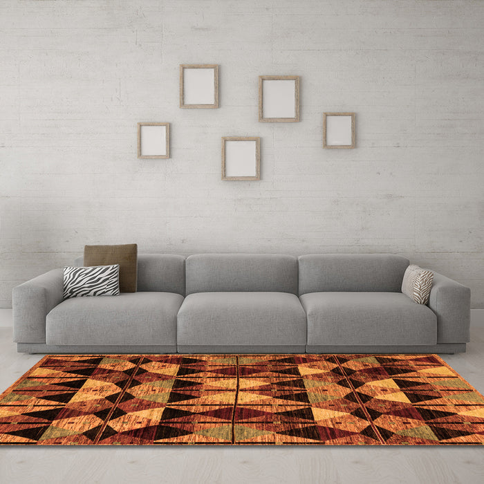Machine Washable Oriental Orange Modern Area Rugs in a Living Room, wshabs4248org