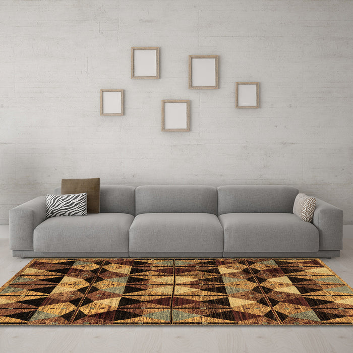 Machine Washable Oriental Brown Modern Rug in a Living Room,, wshabs4248brn