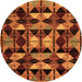 Round Machine Washable Oriental Orange Modern Area Rugs, wshabs4248org