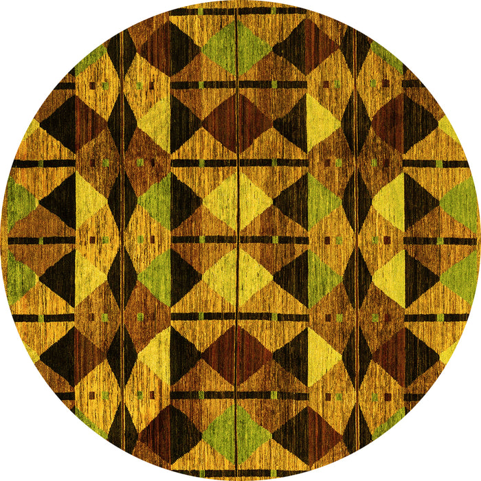 Round Oriental Yellow Modern Rug, abs4248yw