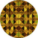 Round Oriental Yellow Modern Rug, abs4248yw