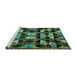 Sideview of Machine Washable Oriental Turquoise Modern Area Rugs, wshabs4248turq