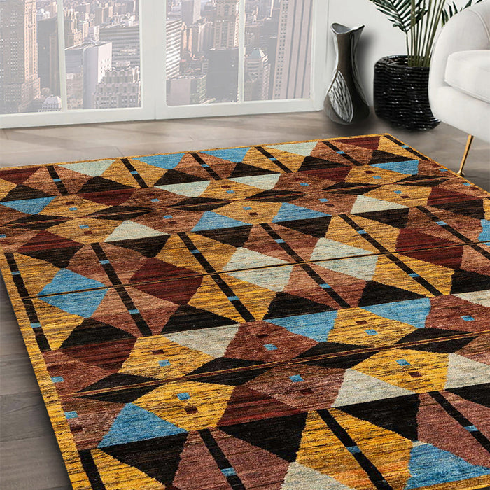 Machine Washable Abstract Night Red Rug in a Family Room, wshabs4248