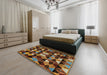 Abstract Red Oriental Rug in a Bedroom, abs4248