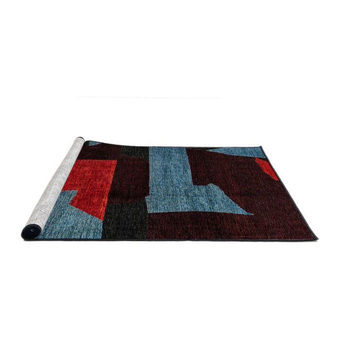 Sideview of Machine Washable Abstract Red Rug, wshabs4249