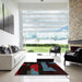 Square Abstract Red Oriental Rug in a Living Room, abs4249