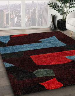 Abstract Red Oriental Rug in Family Room, abs4249