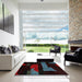 Square Machine Washable Abstract Red Rug in a Living Room, wshabs4249