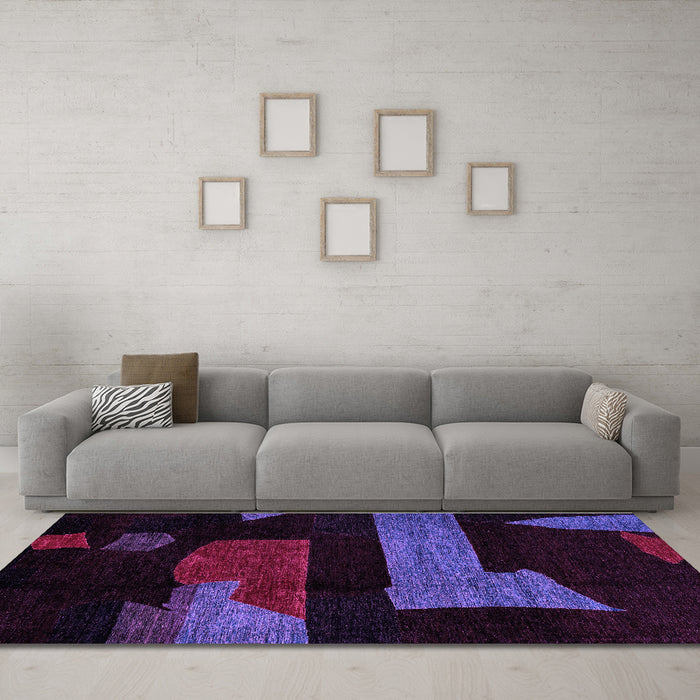 Machine Washable Oriental Purple Modern Area Rugs in a Living Room, wshabs4249pur