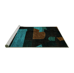 Sideview of Machine Washable Oriental Turquoise Modern Area Rugs, wshabs4249turq