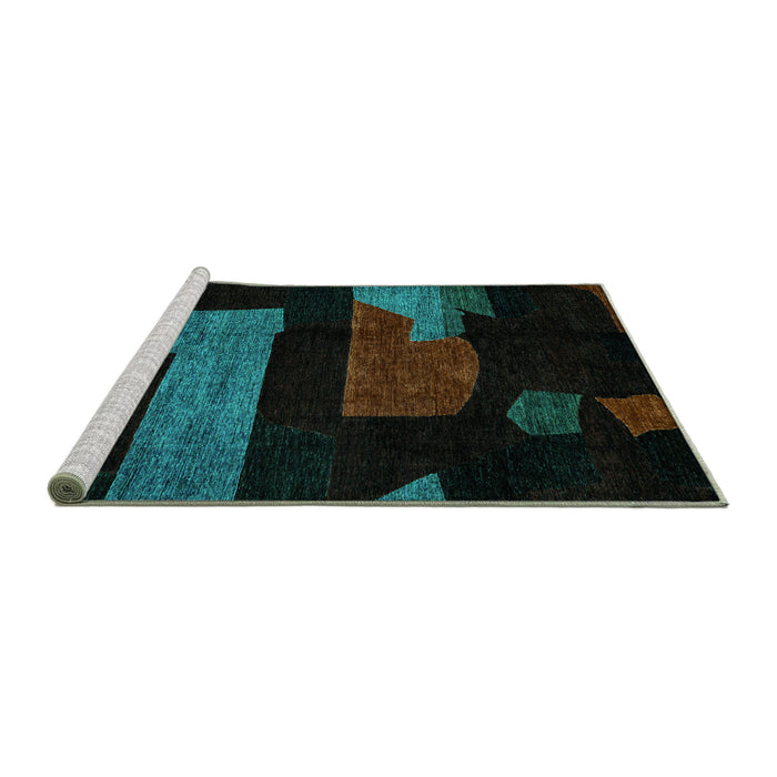 Sideview of Machine Washable Oriental Turquoise Modern Area Rugs, wshabs4249turq