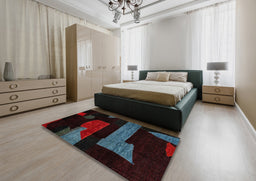 Abstract Red Oriental Rug in a Bedroom, abs4249