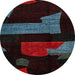 Round Machine Washable Abstract Red Rug, wshabs4249