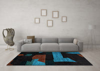 Machine Washable Oriental Light Blue Modern Rug, wshabs4249lblu