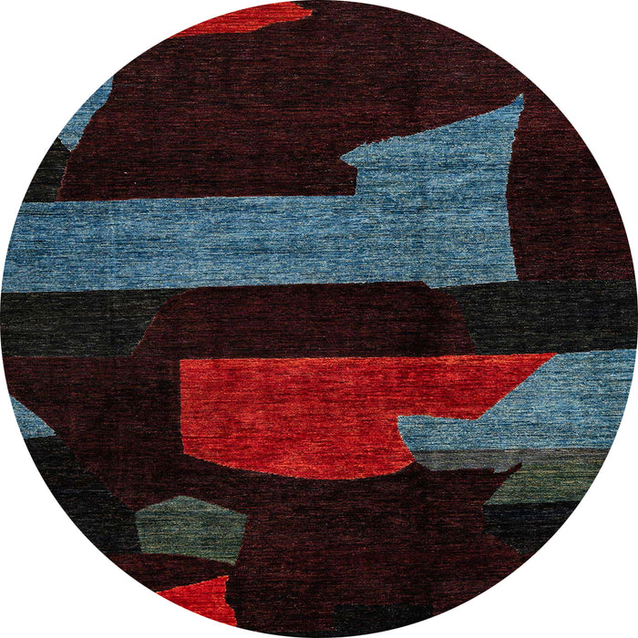 Round Abstract Red Oriental Rug, abs4249