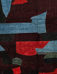 Machine Washable Abstract Red Rug, wshabs4249