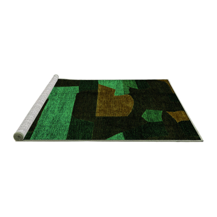 Sideview of Machine Washable Oriental Green Modern Area Rugs, wshabs4249grn