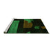 Sideview of Machine Washable Oriental Green Modern Area Rugs, wshabs4249grn