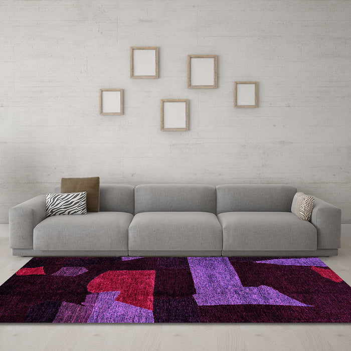 Machine Washable Oriental Pink Modern Rug in a Living Room, wshabs4249pnk