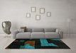 Machine Washable Oriental Turquoise Modern Area Rugs in a Living Room,, wshabs4249turq