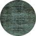 Round Machine Washable Abstract Light Blue Modern Rug, wshabs424lblu