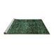 Sideview of Machine Washable Abstract Turquoise Modern Area Rugs, wshabs424turq