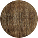 Round Machine Washable Abstract Brown Modern Rug, wshabs424brn