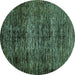 Round Abstract Turquoise Modern Rug, abs424turq