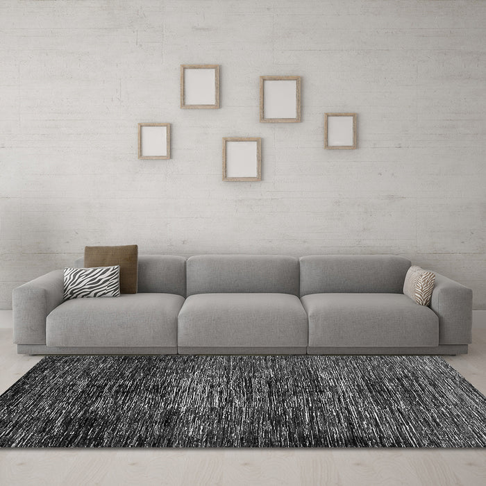 Machine Washable Abstract Gray Modern Rug in a Living Room,, wshabs424gry