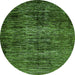 Round Machine Washable Abstract Green Modern Area Rugs, wshabs424grn