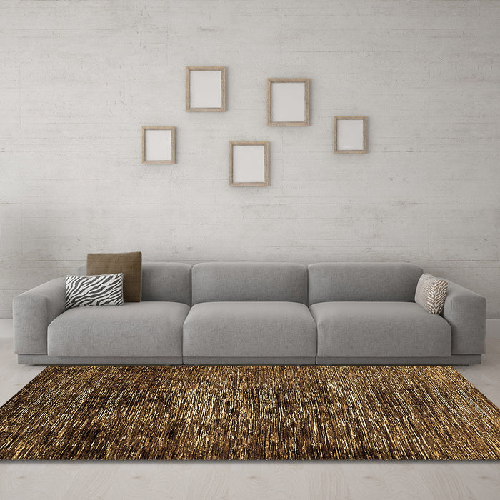 Machine Washable Abstract Brown Modern Rug in a Living Room,, wshabs424brn