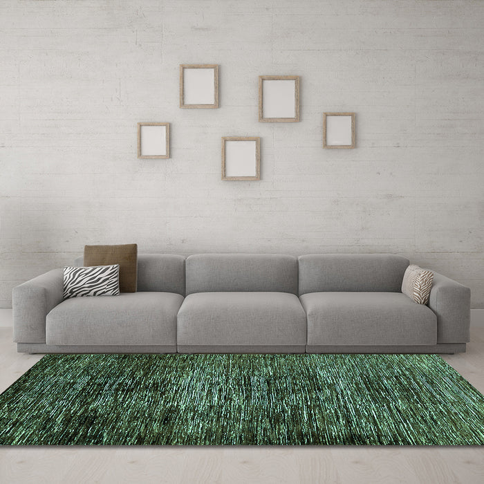 Machine Washable Abstract Turquoise Modern Area Rugs in a Living Room,, wshabs424turq