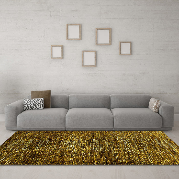 Machine Washable Abstract Yellow Modern Rug in a Living Room, wshabs424yw