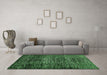 Machine Washable Abstract Emerald Green Modern Area Rugs in a Living Room,, wshabs424emgrn